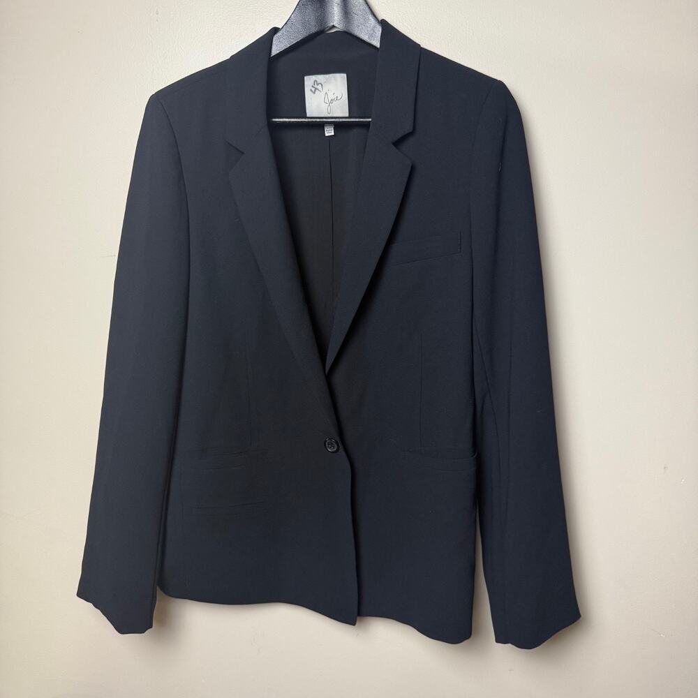 Joie Womens Black Long Sleeve Pockets One-Button Blazer Size 12 FLAW Career Work